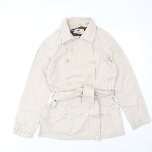 Boohoo Womens Beige Trench Coat Coat Size 8 Button