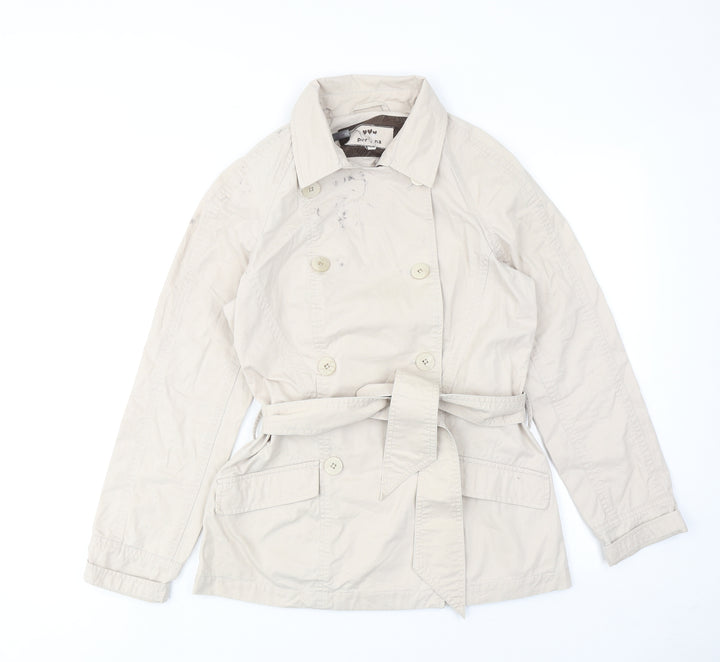 Boohoo Womens Beige Trench Coat Coat Size 8 Button