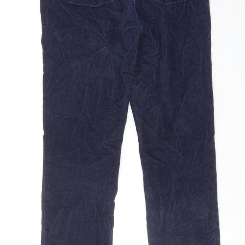 Marks and Spencer Womens Blue Cotton Trousers Size 12 Regular Zip