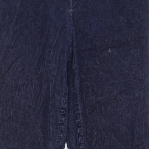 Marks and Spencer Womens Blue Cotton Trousers Size 12 Regular Zip