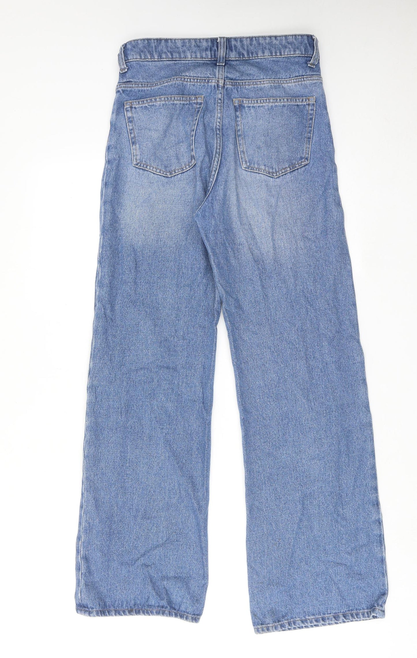 H&M Womens Blue Cotton Wide-Leg Jeans Size 6 Regular Button