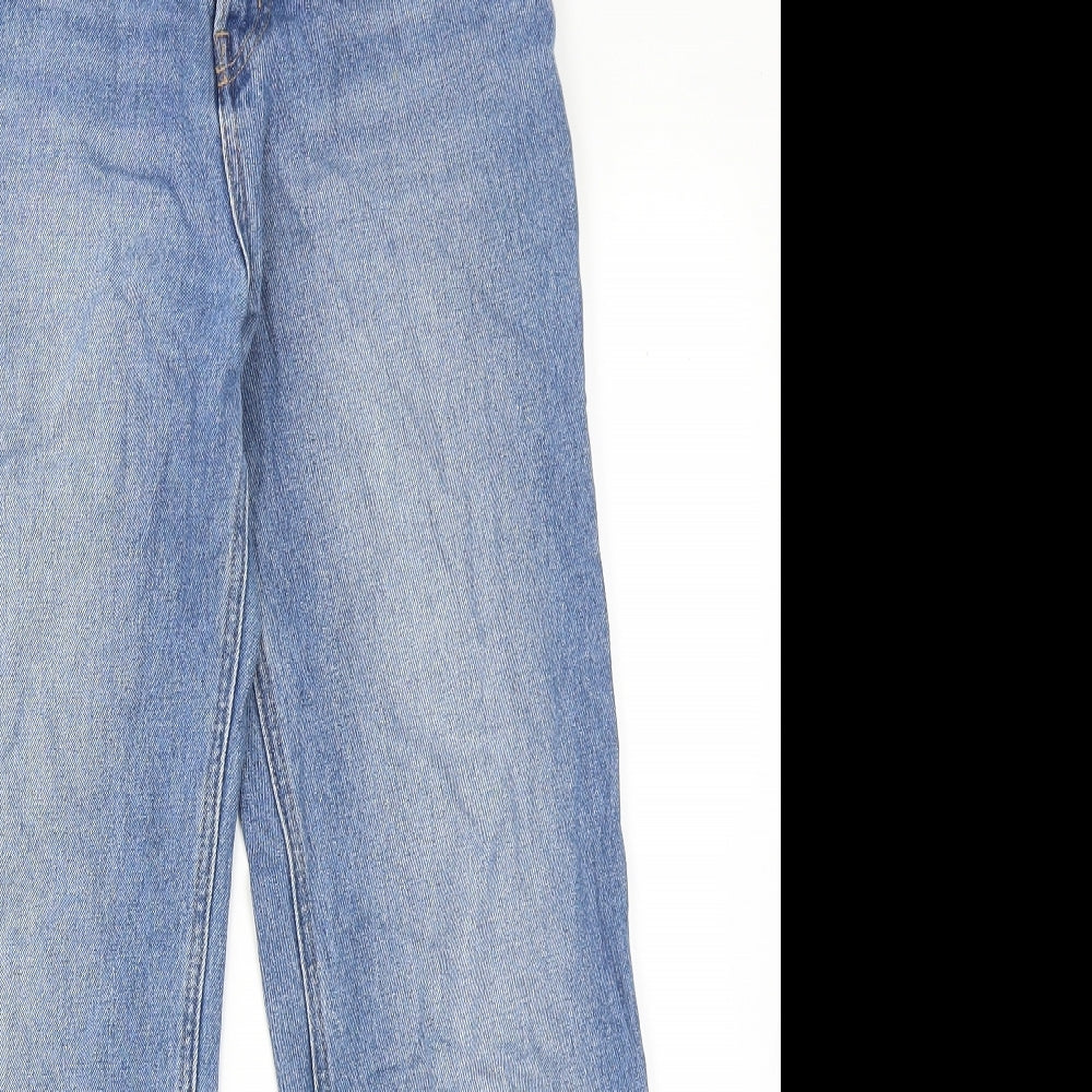 H&M Womens Blue Cotton Wide-Leg Jeans Size 6 Regular Button