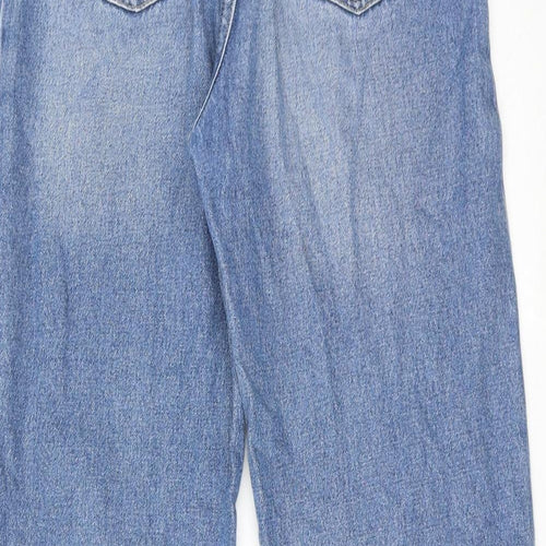H&M Womens Blue Cotton Wide-Leg Jeans Size 6 Regular Button