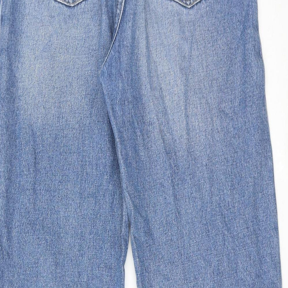 H&M Womens Blue Cotton Wide-Leg Jeans Size 6 Regular Button