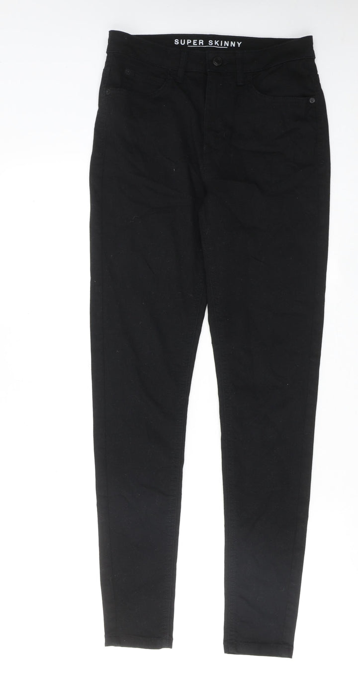 Marks and Spencer Womens Black Cotton Skinny Jeans Size 10 Regular Zip