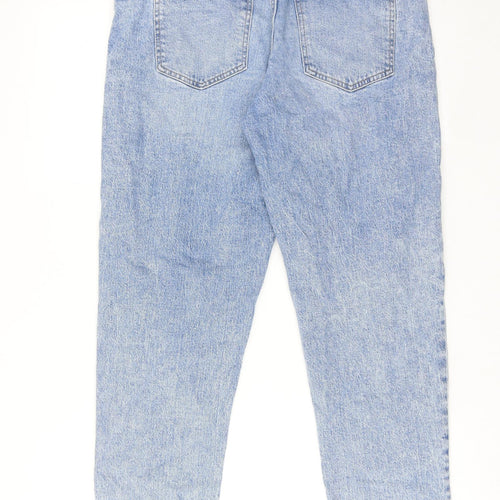 New Look Womens Blue Cotton Mom Jeans Size 12 Regular Zip