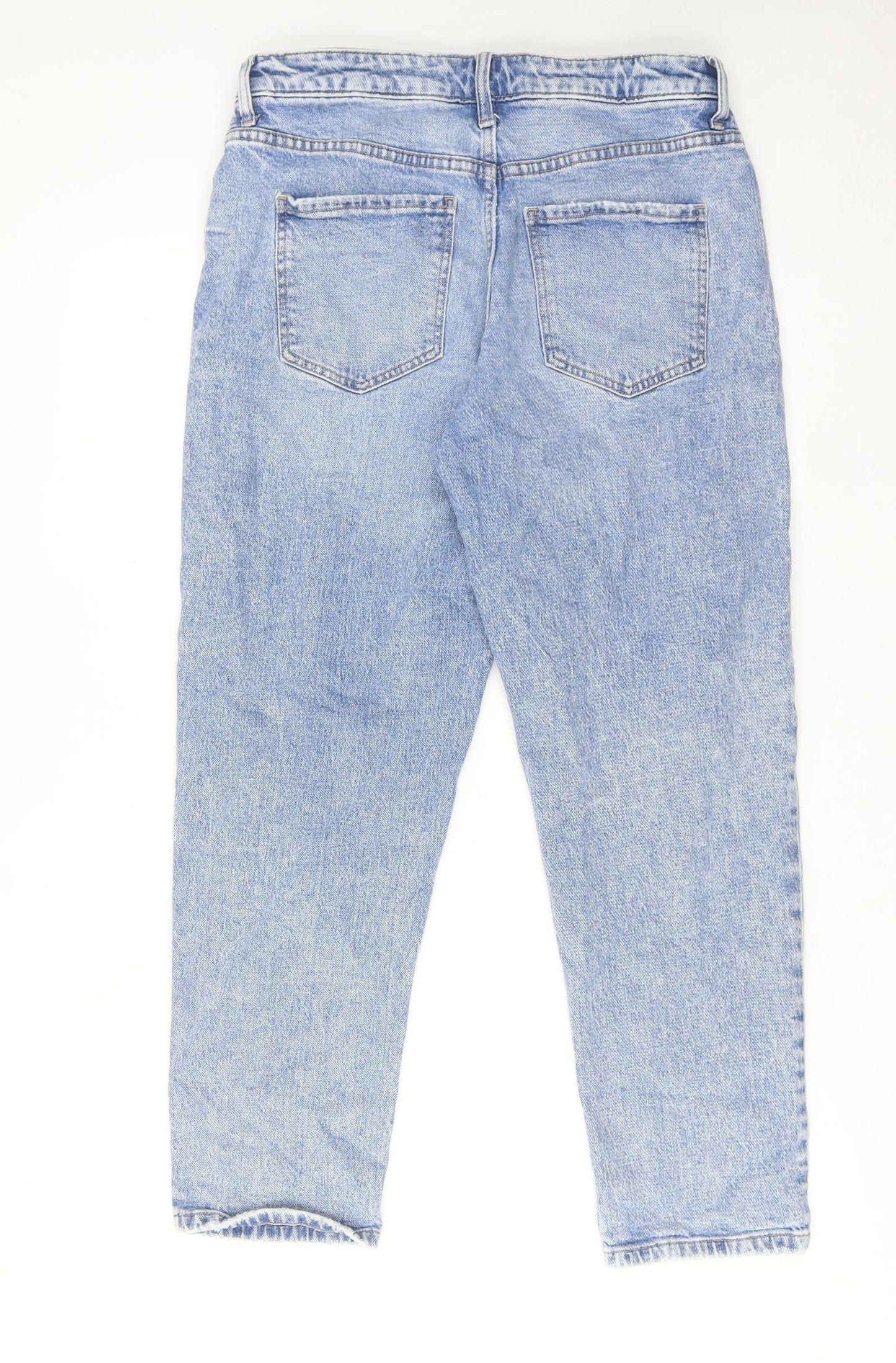 New Look Womens Blue Cotton Mom Jeans Size 12 Regular Zip