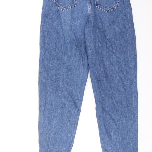 Marks and Spencer Womens Blue Cotton Mom Jeans Size 8 Regular Zip