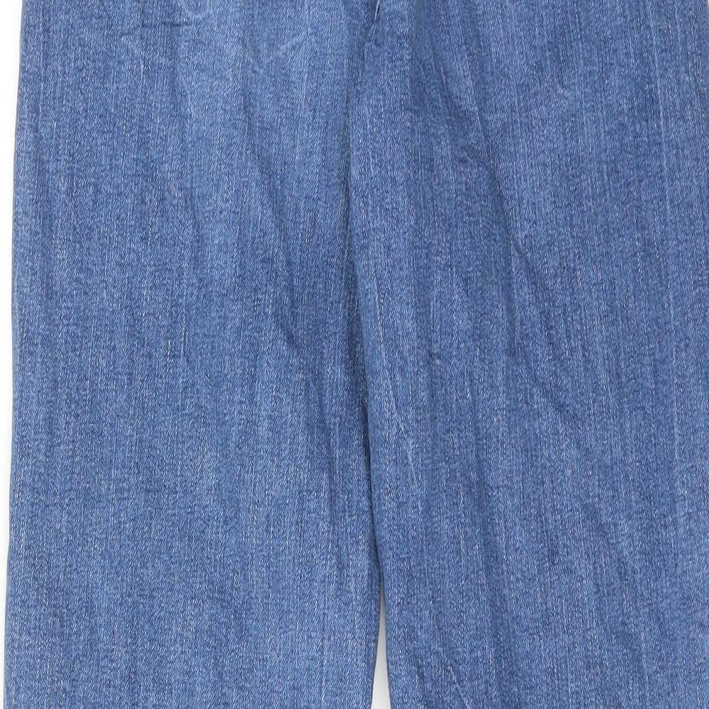 Marks and Spencer Womens Blue Cotton Mom Jeans Size 8 Regular Zip