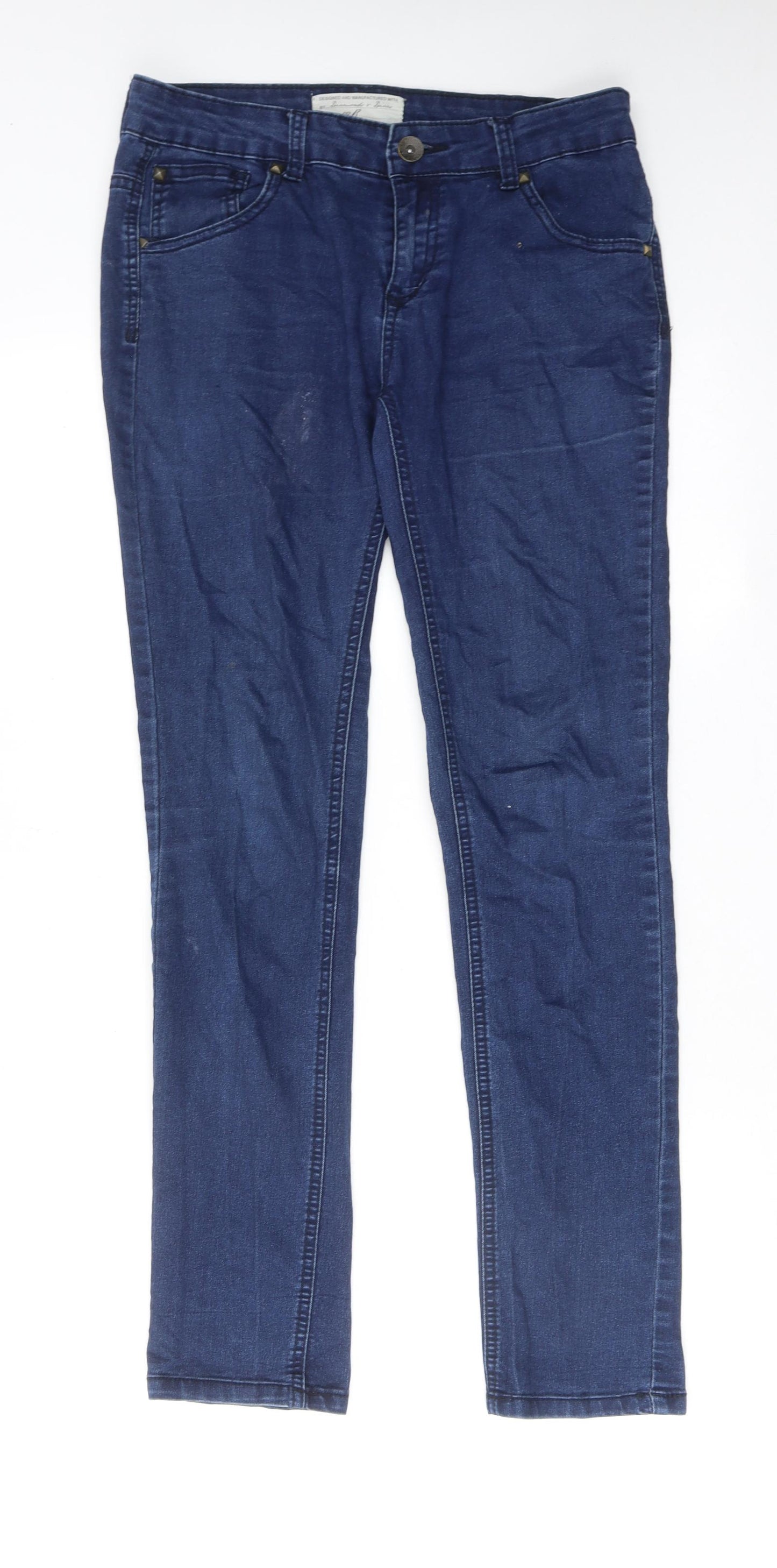 Diamond & Diva Womens Blue Cotton Skinny Jeans Size 12 Regular Zip