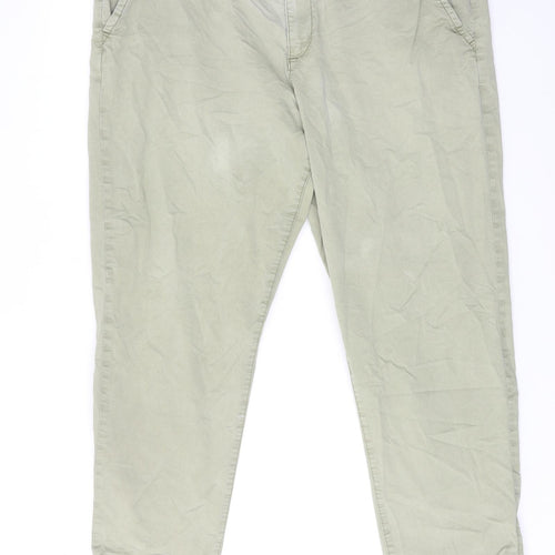 Principles Womens Green Cotton Trousers Size 18 Regular Zip