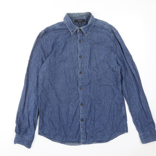 Villain Womens Blue Cotton Basic Button-Up Size M Collared