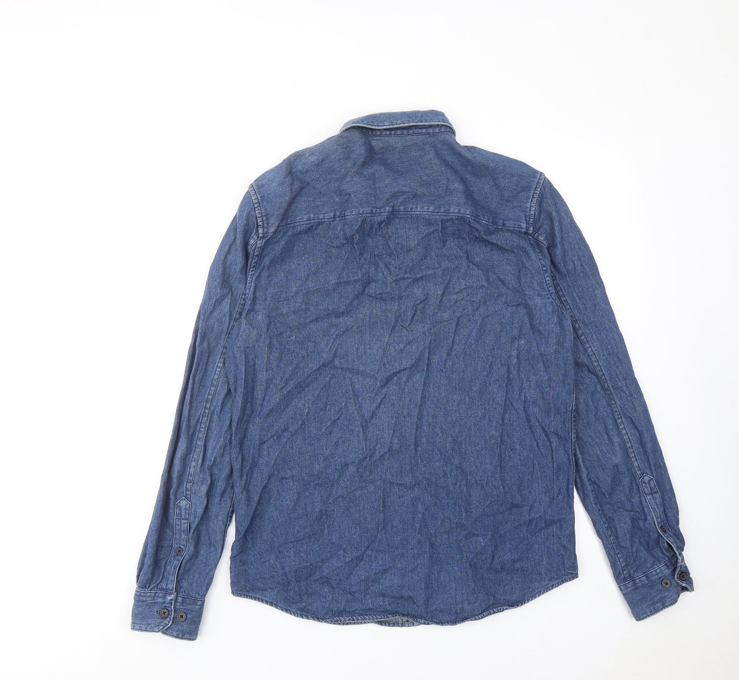 Villain Womens Blue Cotton Basic Button-Up Size M Collared