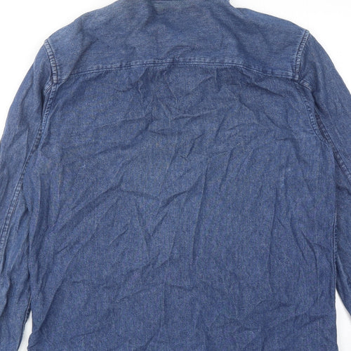 Villain Womens Blue Cotton Basic Button-Up Size M Collared