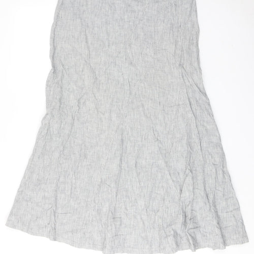 Per Una Womens Grey Linen A-Line Skirt Size 12 Zip