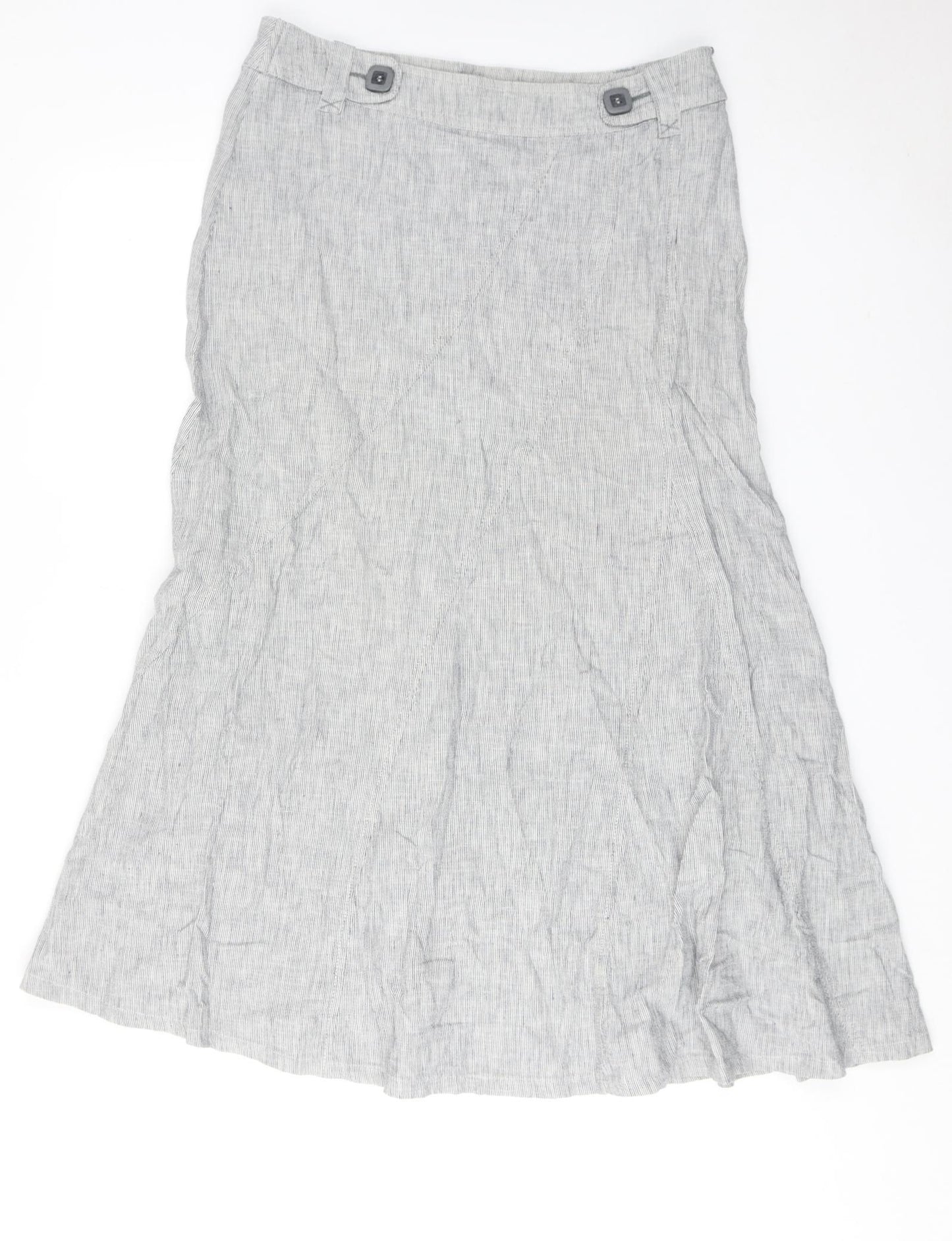 Per Una Womens Grey Linen A-Line Skirt Size 12 Zip