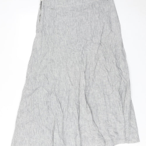 Per Una Womens Grey Linen A-Line Skirt Size 12 Zip
