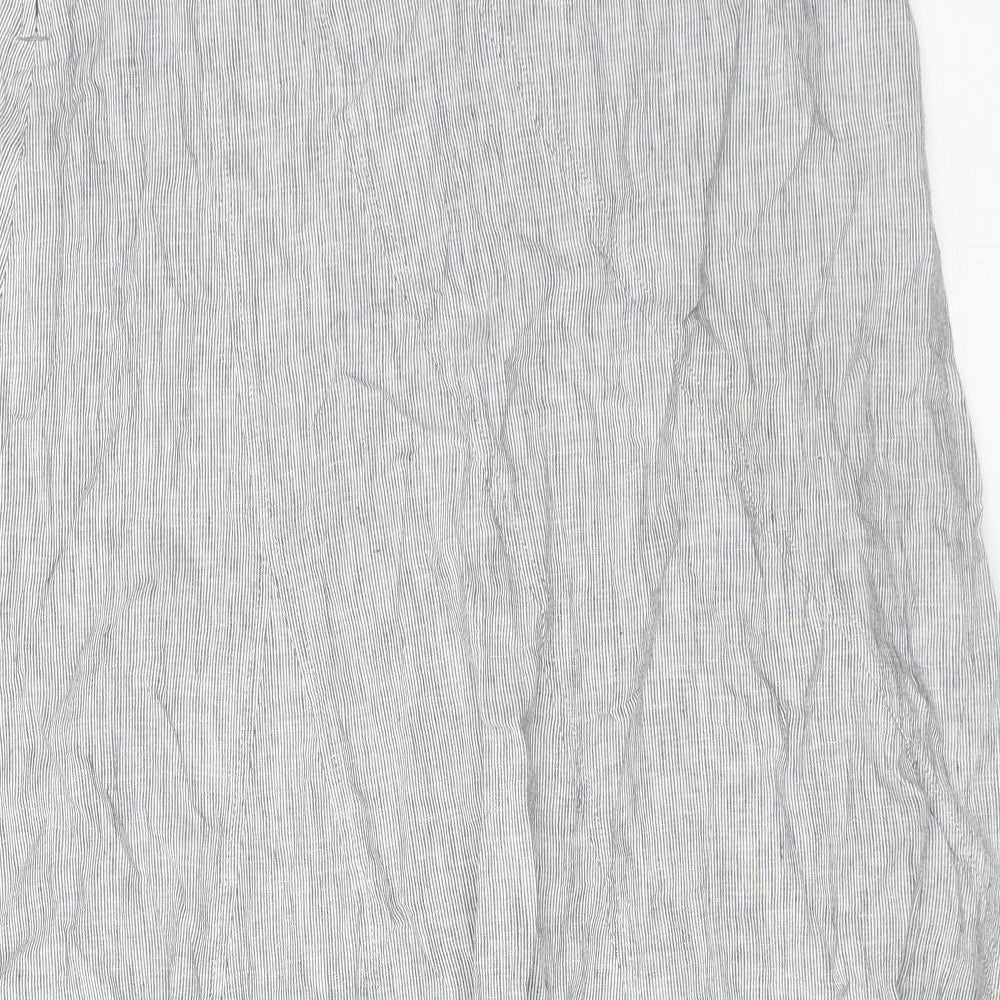 Per Una Womens Grey Linen A-Line Skirt Size 12 Zip