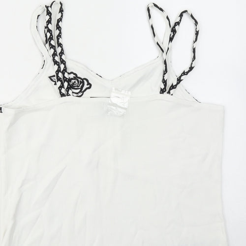 Sky Womens White Viscose Camisole Tank Size M V-Neck - Rose Detail