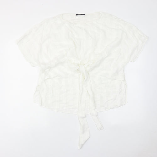 Limited Edition Womens White Viscose Basic Blouse Size 12 Round Neck