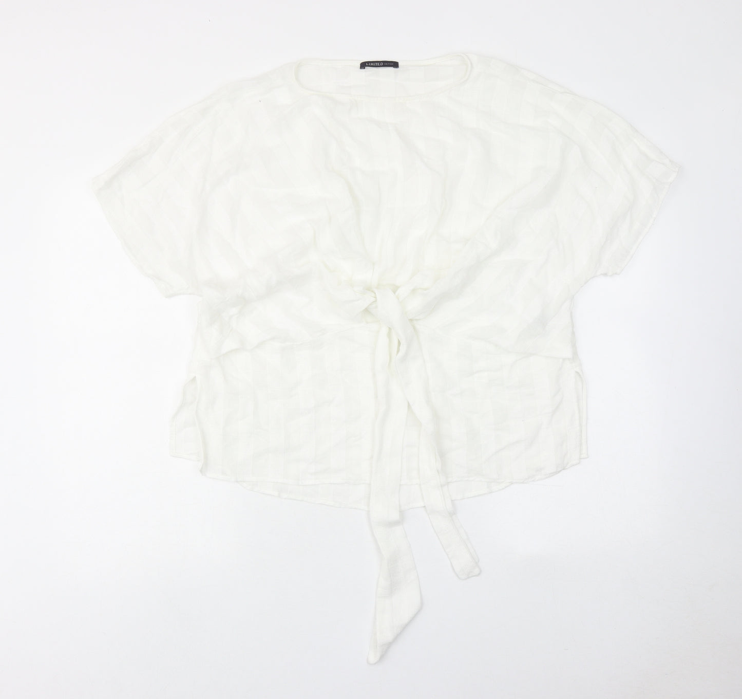Limited Edition Womens White Viscose Basic Blouse Size 12 Round Neck