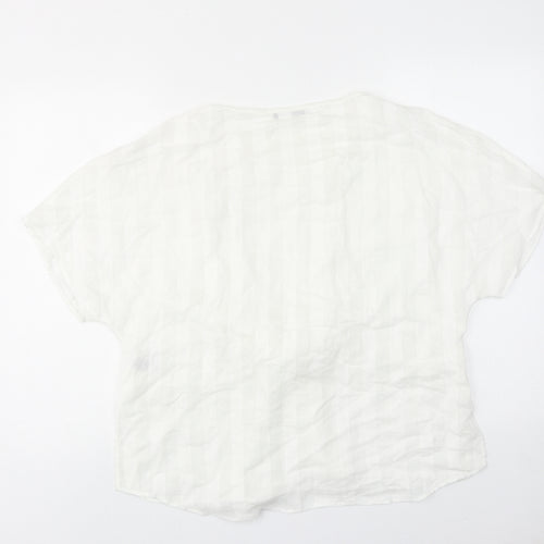 Limited Edition Womens White Viscose Basic Blouse Size 12 Round Neck
