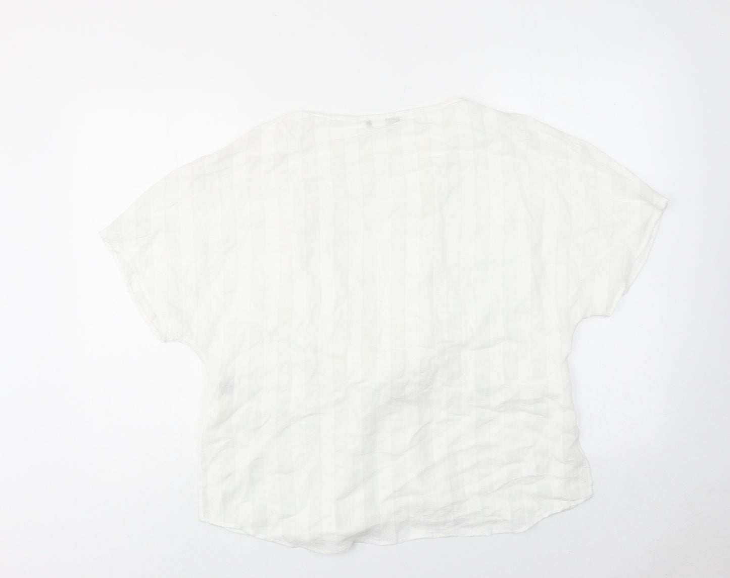 Limited Edition Womens White Viscose Basic Blouse Size 12 Round Neck