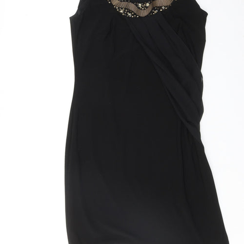 Wallis Womens Black Polyester A-Line Size 10 Round Neck Pullover