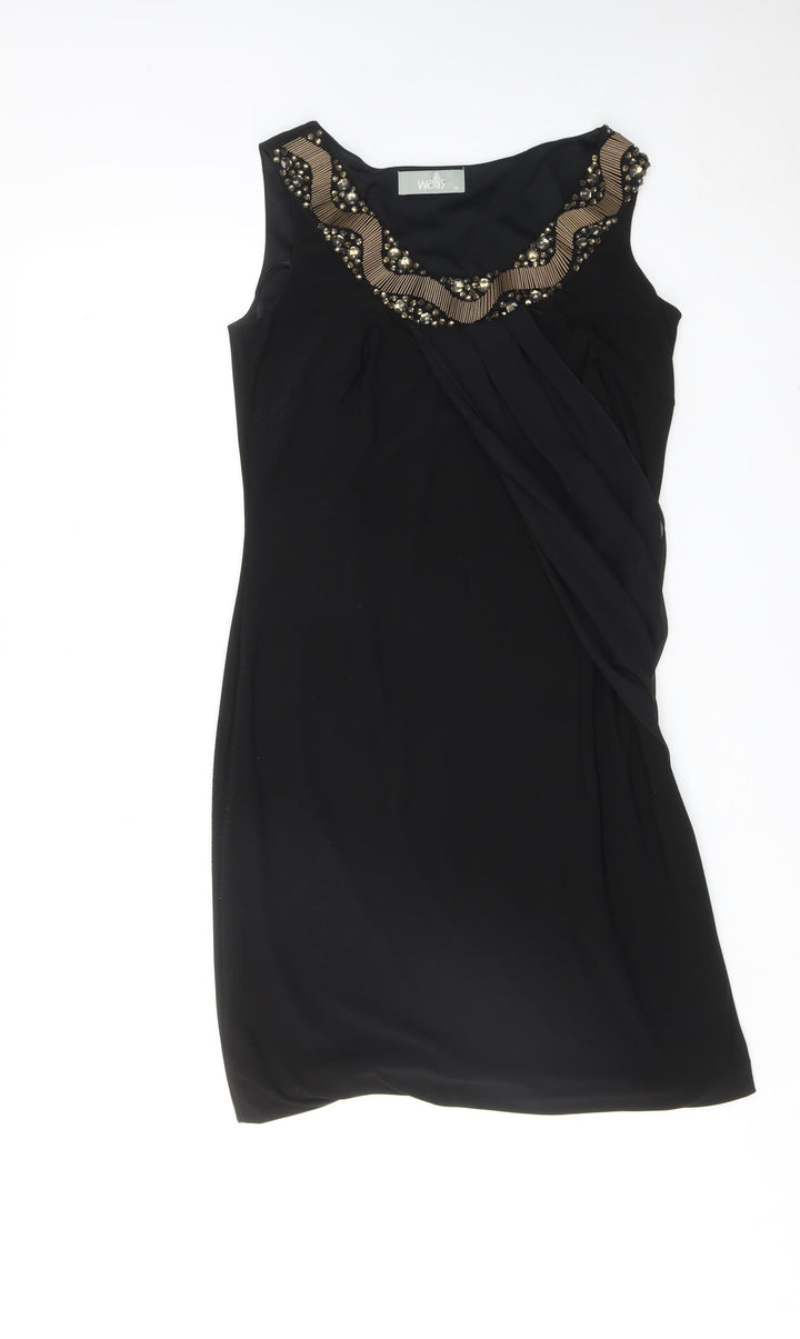 Wallis Womens Black Polyester A-Line Size 10 Round Neck Pullover
