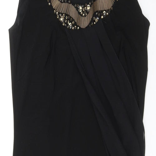 Wallis Womens Black Polyester A-Line Size 10 Round Neck Pullover