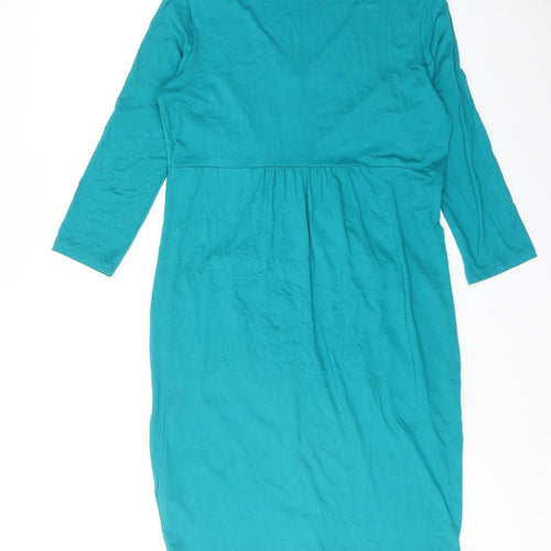 Marks and Spencer Womens Blue Viscose A-Line Size 12 V-Neck Pullover