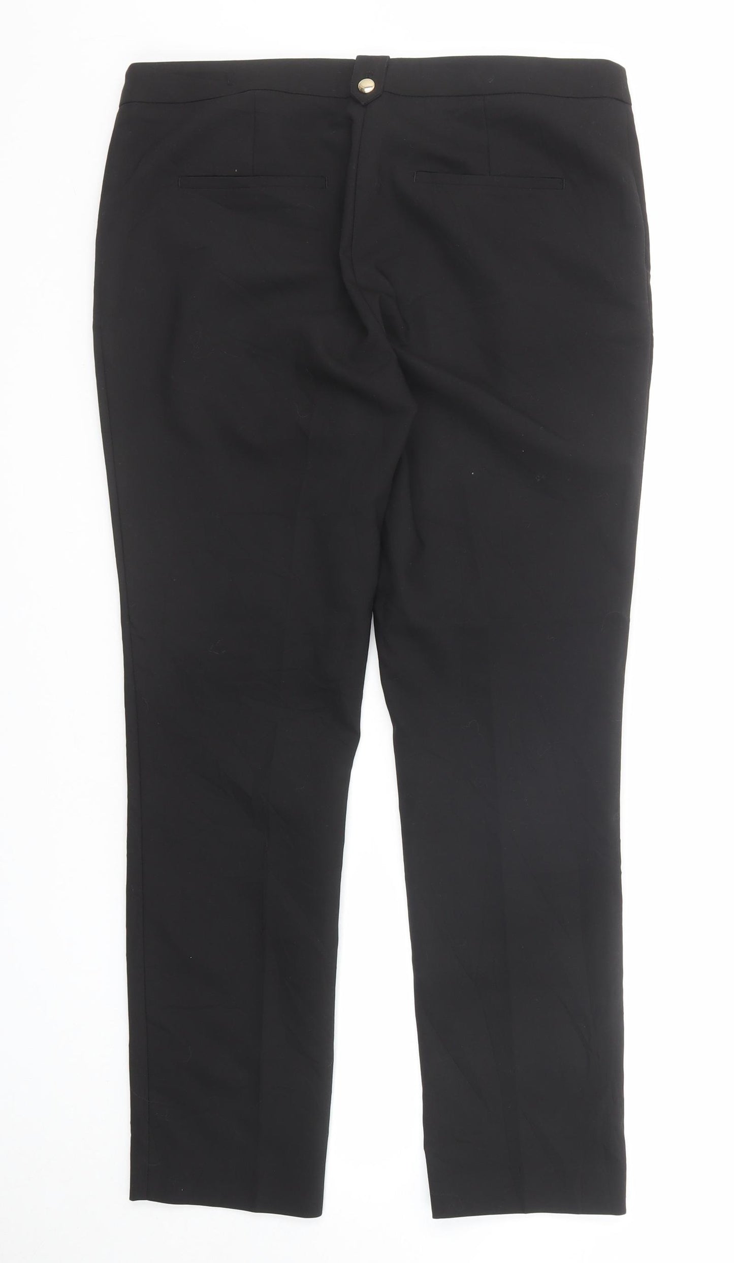 H&M Womens Black Cotton Dress Pants Trousers Size 14 Regular Zip
