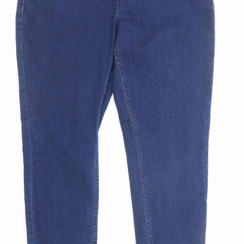 NEXT Womens Blue Cotton Skinny Jeans Size 14 Regular Zip