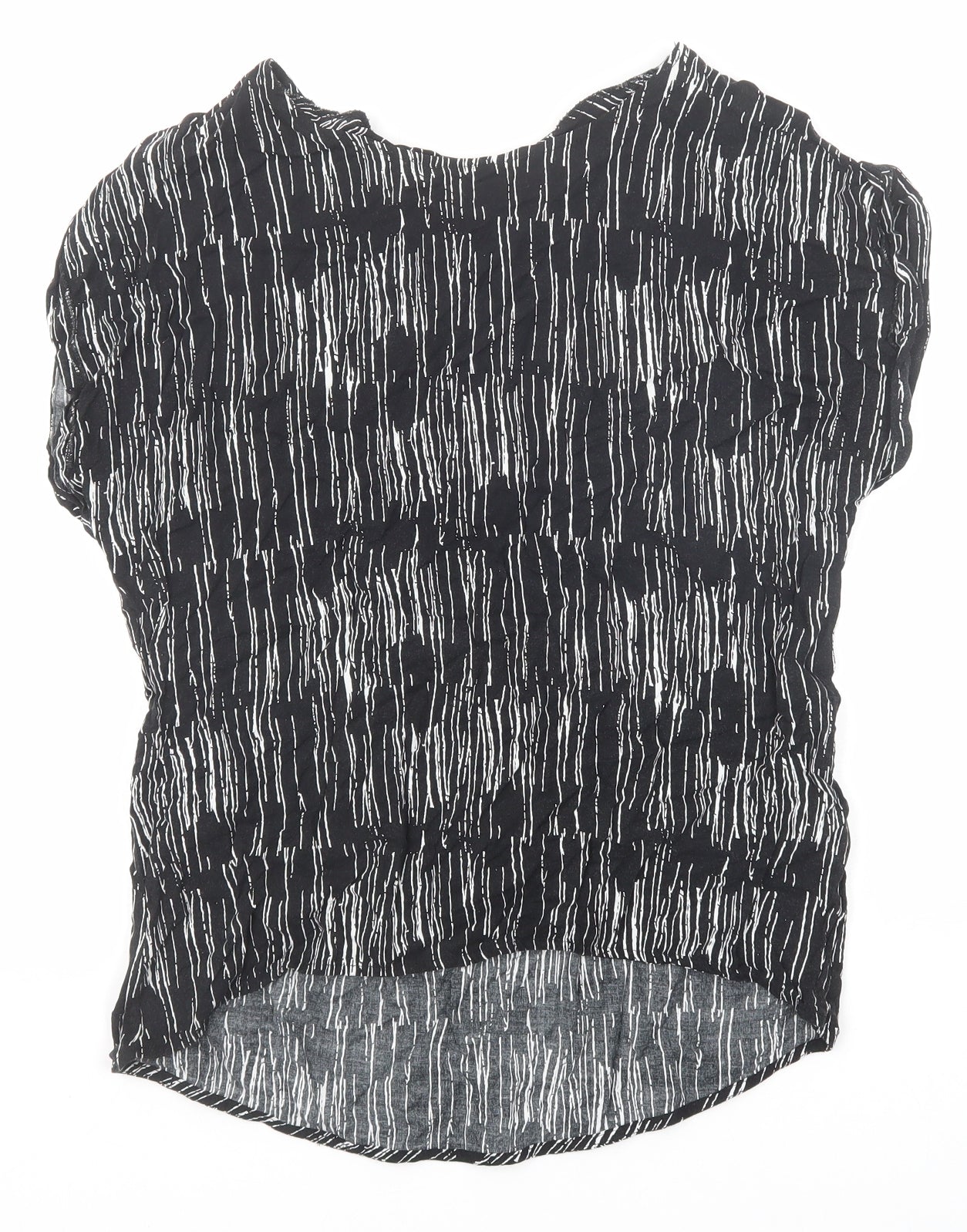 Dorothy Perkins Womens Black Geometric Viscose Basic Blouse Size 14 Round Neck