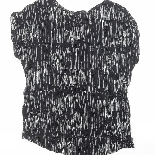 Dorothy Perkins Womens Black Geometric Viscose Basic Blouse Size 14 Round Neck