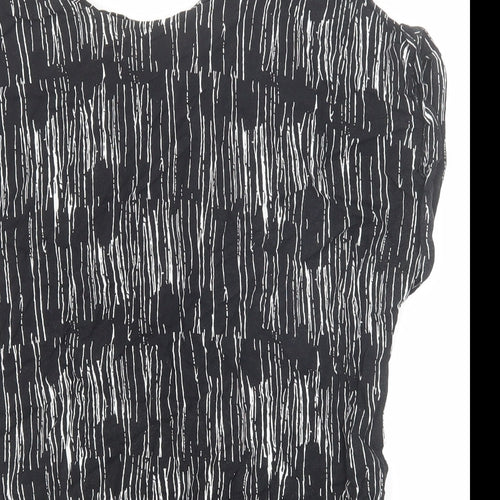 Dorothy Perkins Womens Black Geometric Viscose Basic Blouse Size 14 Round Neck
