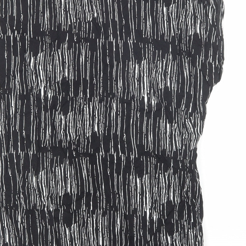 Dorothy Perkins Womens Black Geometric Viscose Basic Blouse Size 14 Round Neck