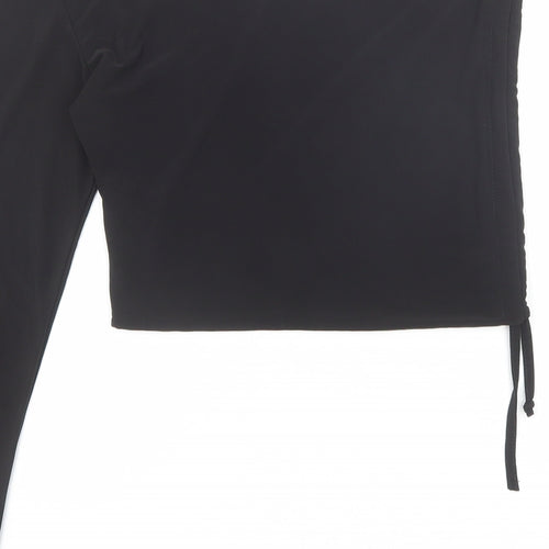 PRETTYLITTLETHING Womens Black Polyester Basic Blouse Size 14 One Shoulder - Asymmetric Neckline
