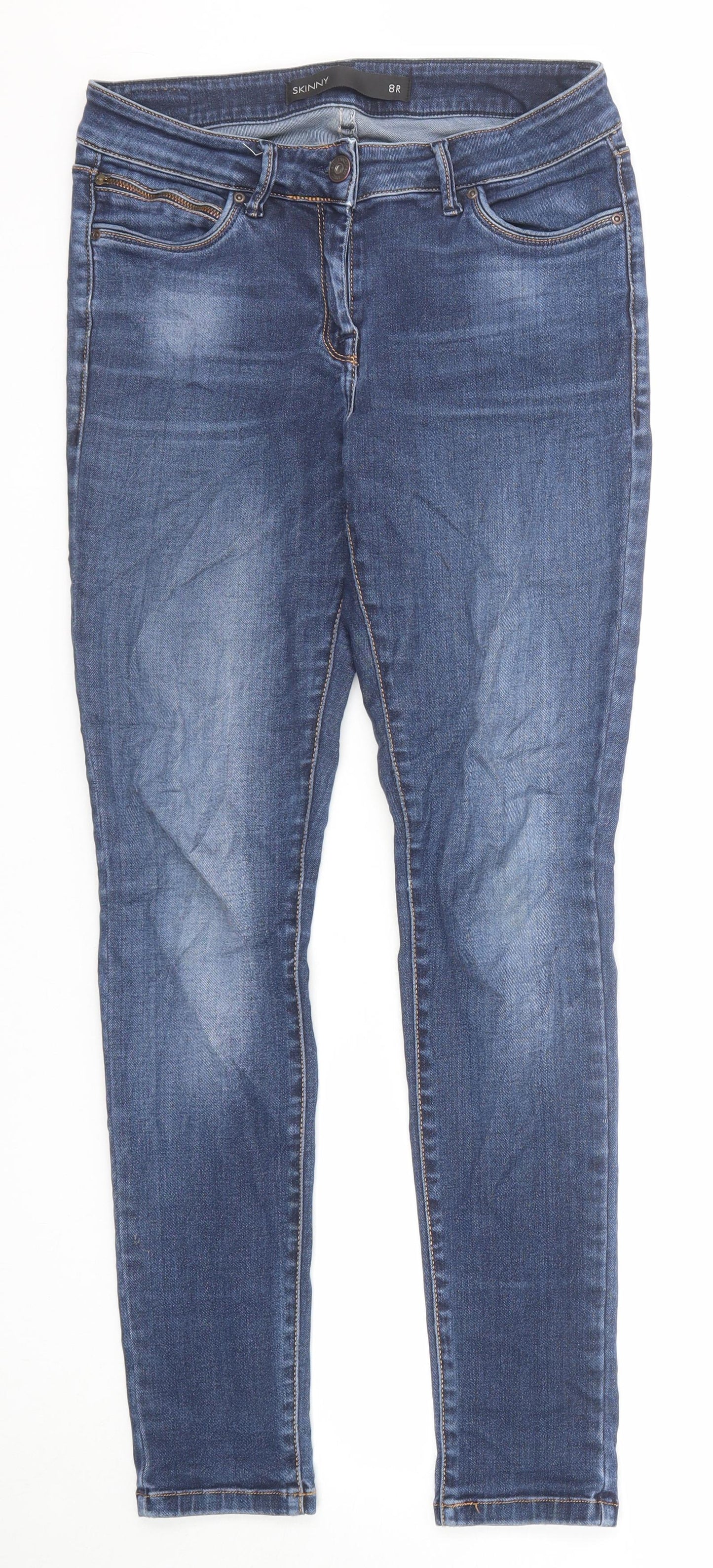 NEXT Womens Blue Cotton Skinny Jeans Size 8 Regular Zip