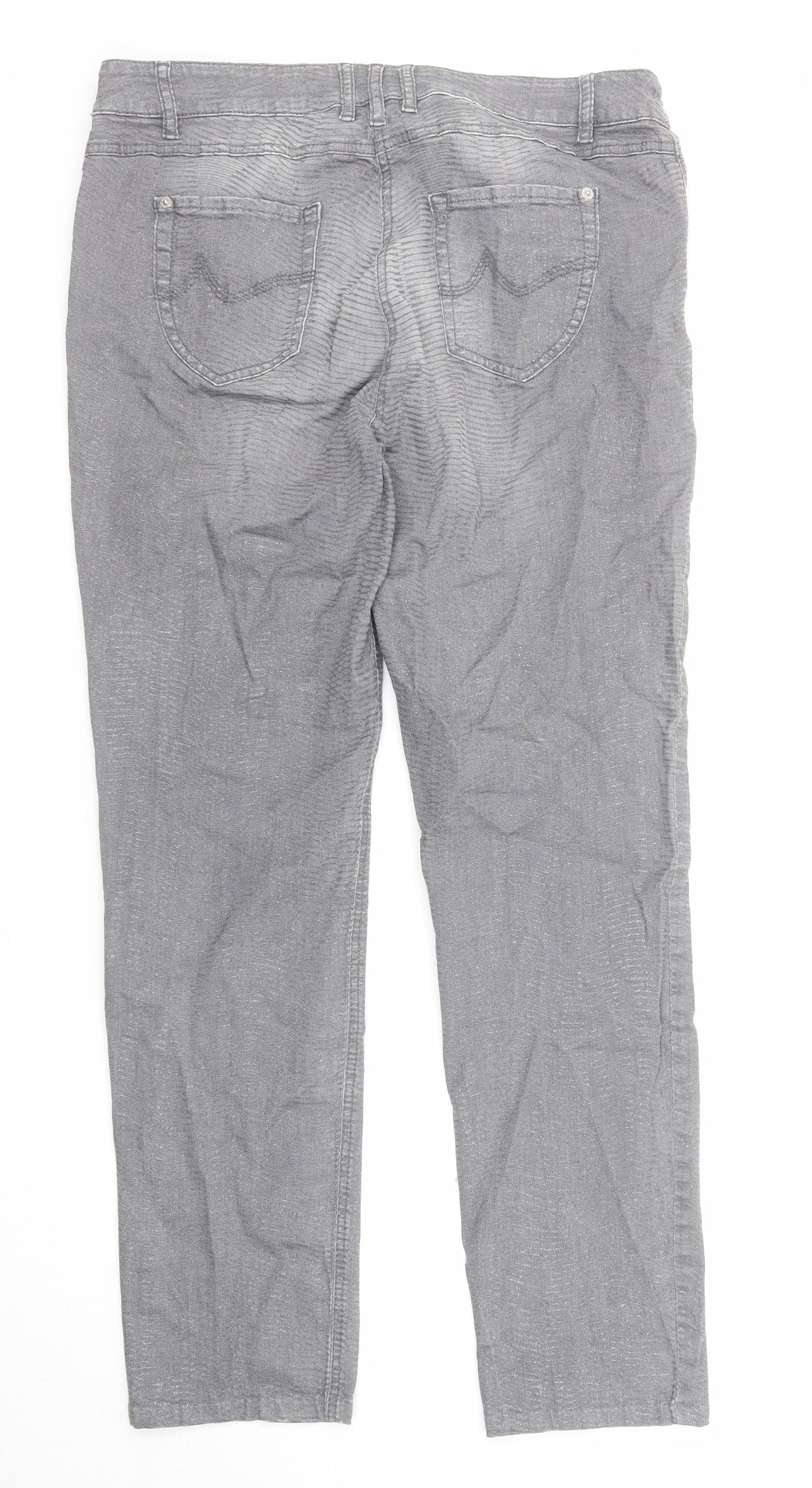 Robell Womens Grey Cotton Skinny Jeans Size 16 Regular Zip