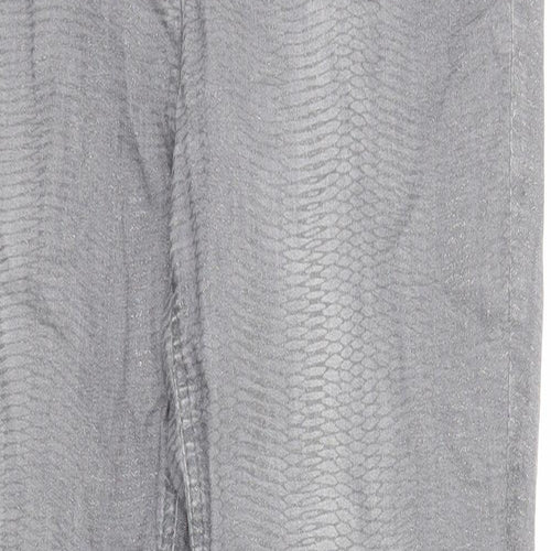 Robell Womens Grey Cotton Skinny Jeans Size 16 Regular Zip
