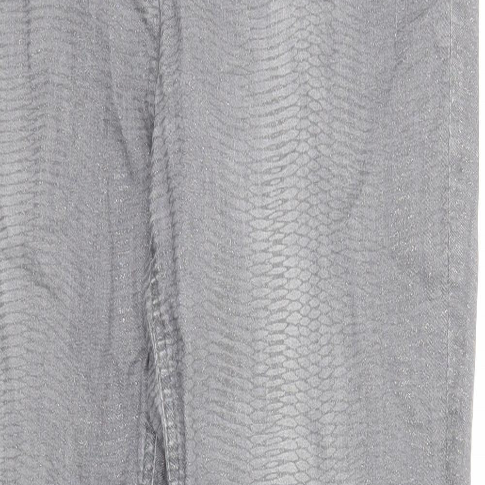 Robell Womens Grey Cotton Skinny Jeans Size 16 Regular Zip