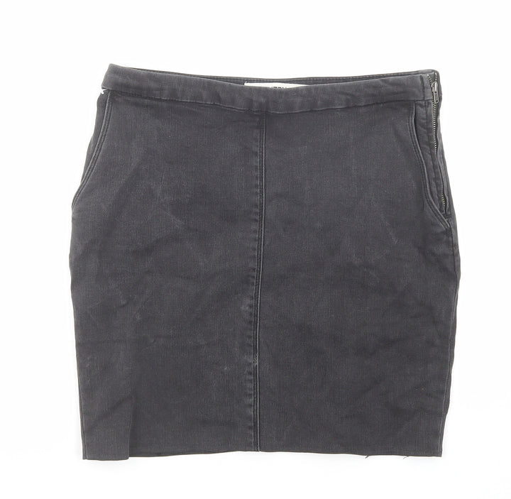 Country Road Womens Black Cotton A-Line Skirt Size 4 Zip