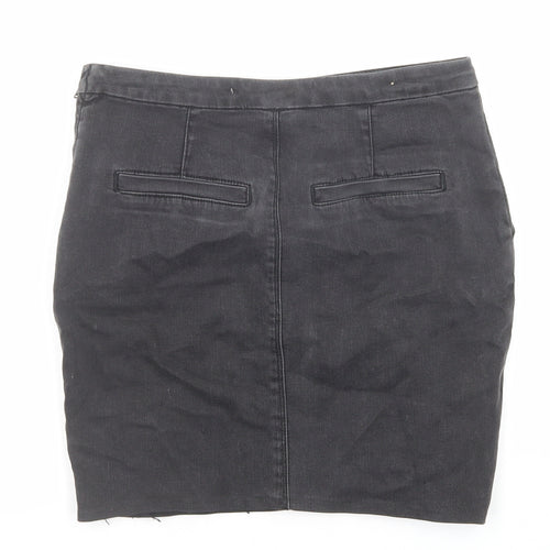 Country Road Womens Black Cotton A-Line Skirt Size 4 Zip