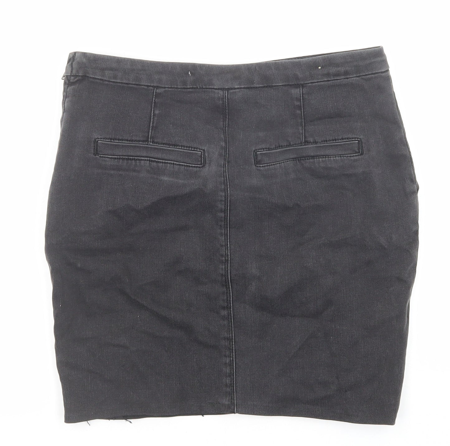 Country Road Womens Black Cotton A-Line Skirt Size 4 Zip