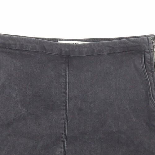 Country Road Womens Black Cotton A-Line Skirt Size 4 Zip