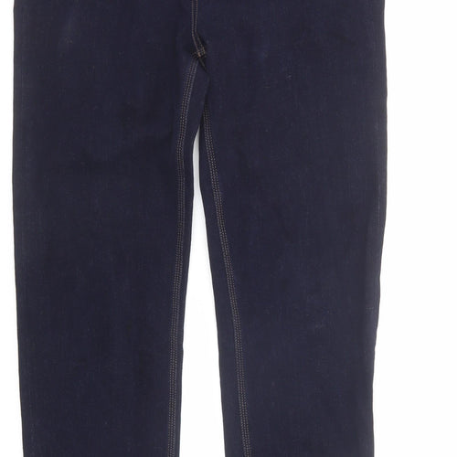 Marks and Spencer Womens Blue Cotton Straight Jeans Size 14 Regular Zip