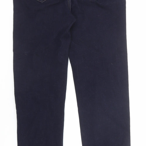 Marks and Spencer Womens Blue Cotton Straight Jeans Size 14 Regular Zip