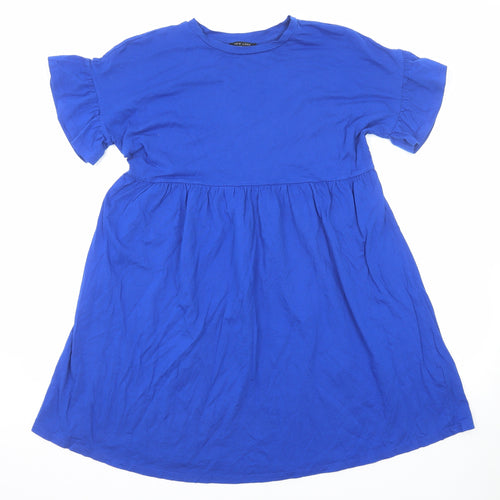 New Look Womens Blue Cotton A-Line Size 10 Round Neck Pullover