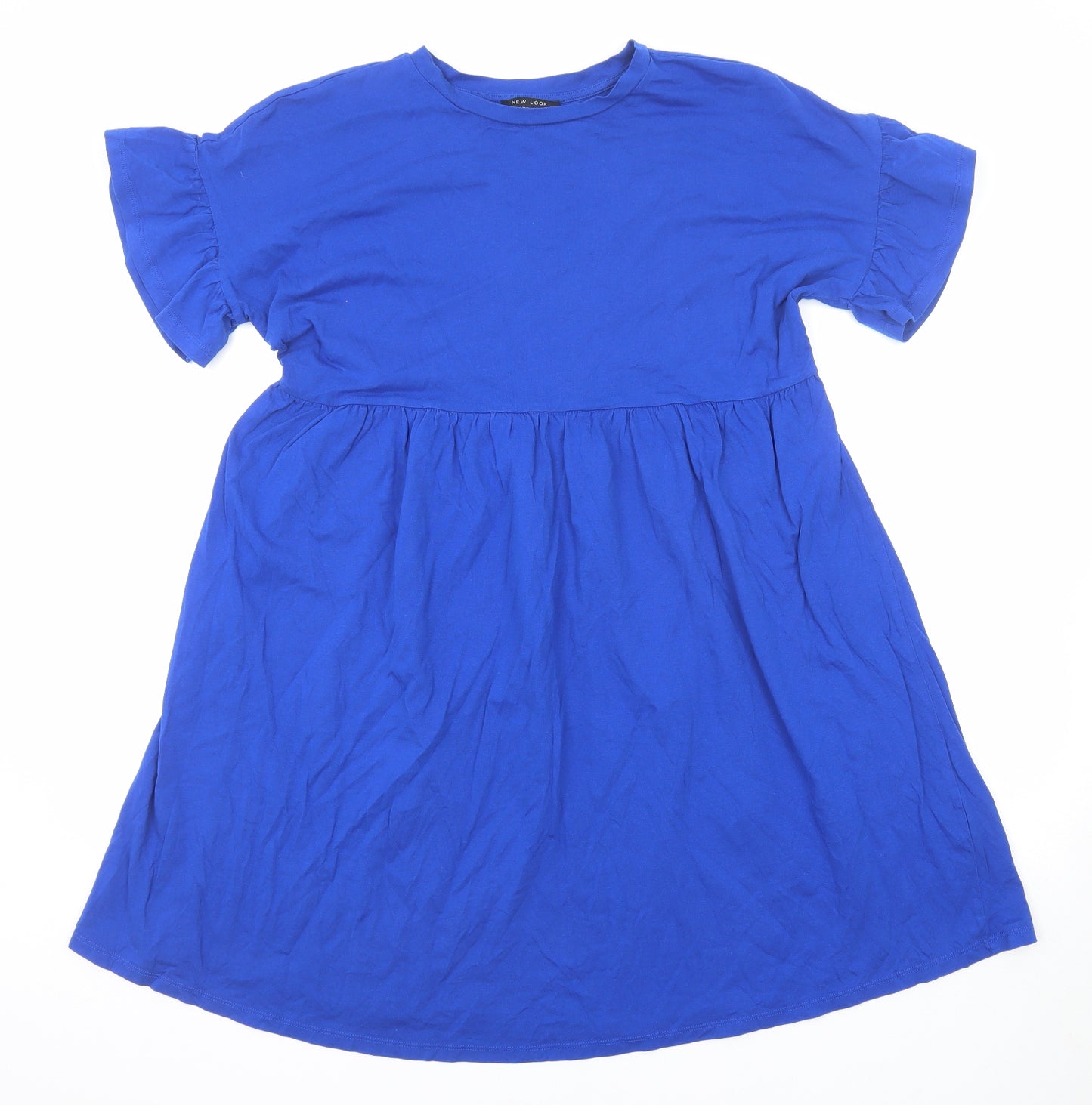 New Look Womens Blue Cotton A-Line Size 10 Round Neck Pullover